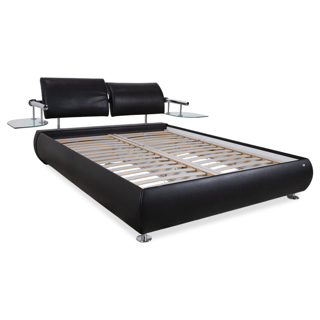RUF Leather Bed Black including Nightstands Upholstered Bed Bedroom