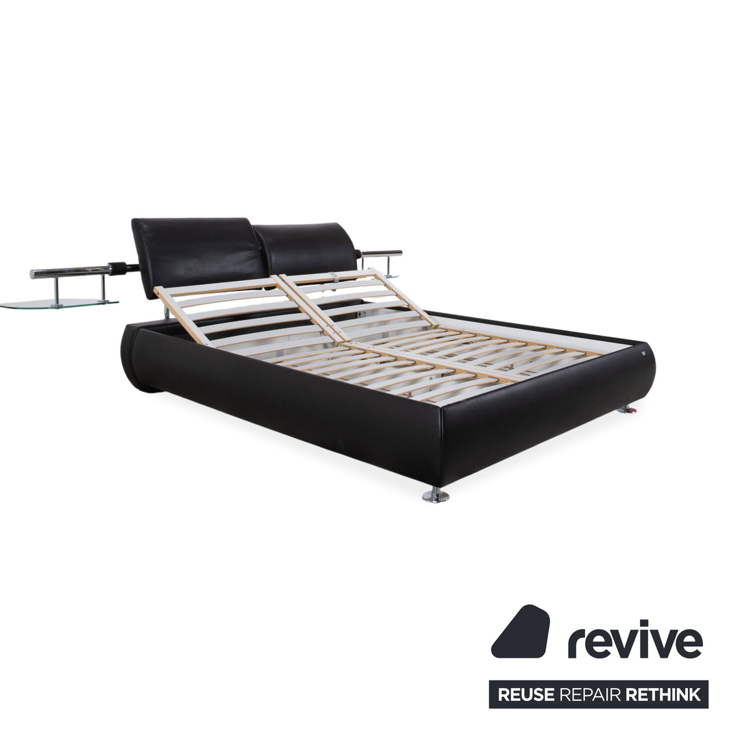 RUF Leather Bed Black including Nightstands Upholstered Bed Bedroom