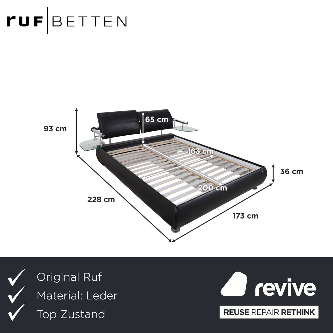RUF Leather Bed Black including Nightstands Upholstered Bed Bedroom