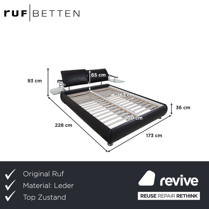 RUF Leather Bed Black including Nightstands Upholstered Bed Bedroom