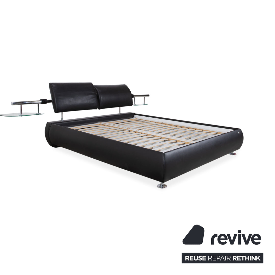 RUF Leather Bed Black including Nightstands Upholstered Bed Bedroom