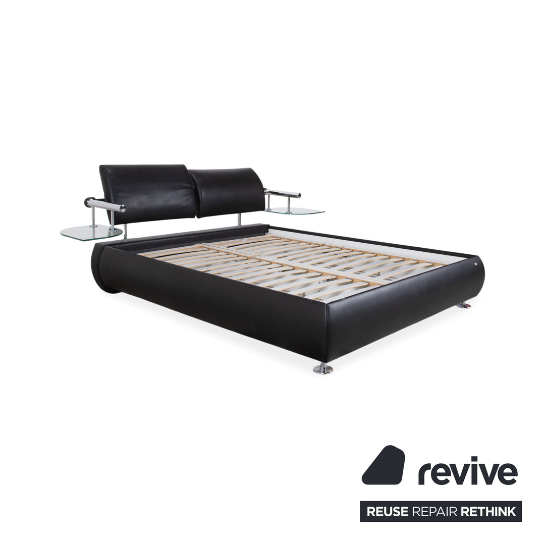 RUF Leather Bed Black including Nightstands Upholstered Bed Bedroom