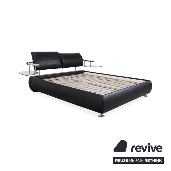 RUF Leather Bed Black including Nightstands Upholstered Bed Bedroom