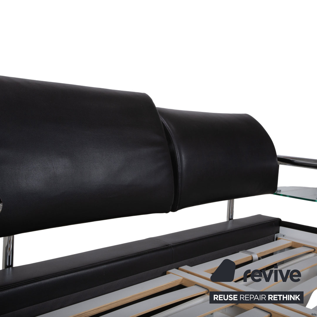 RUF Leather Bed Black including Nightstands Upholstered Bed Bedroom