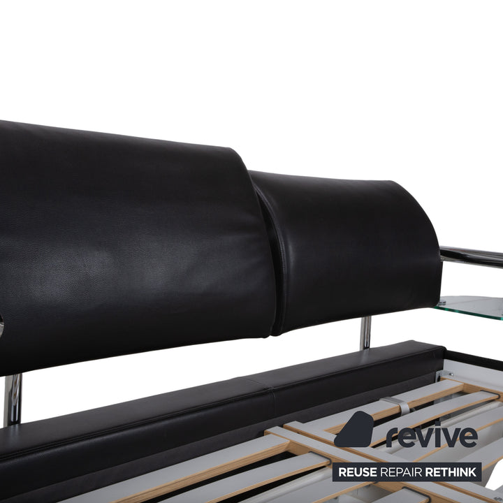 RUF Leather Bed Black including Nightstands Upholstered Bed Bedroom