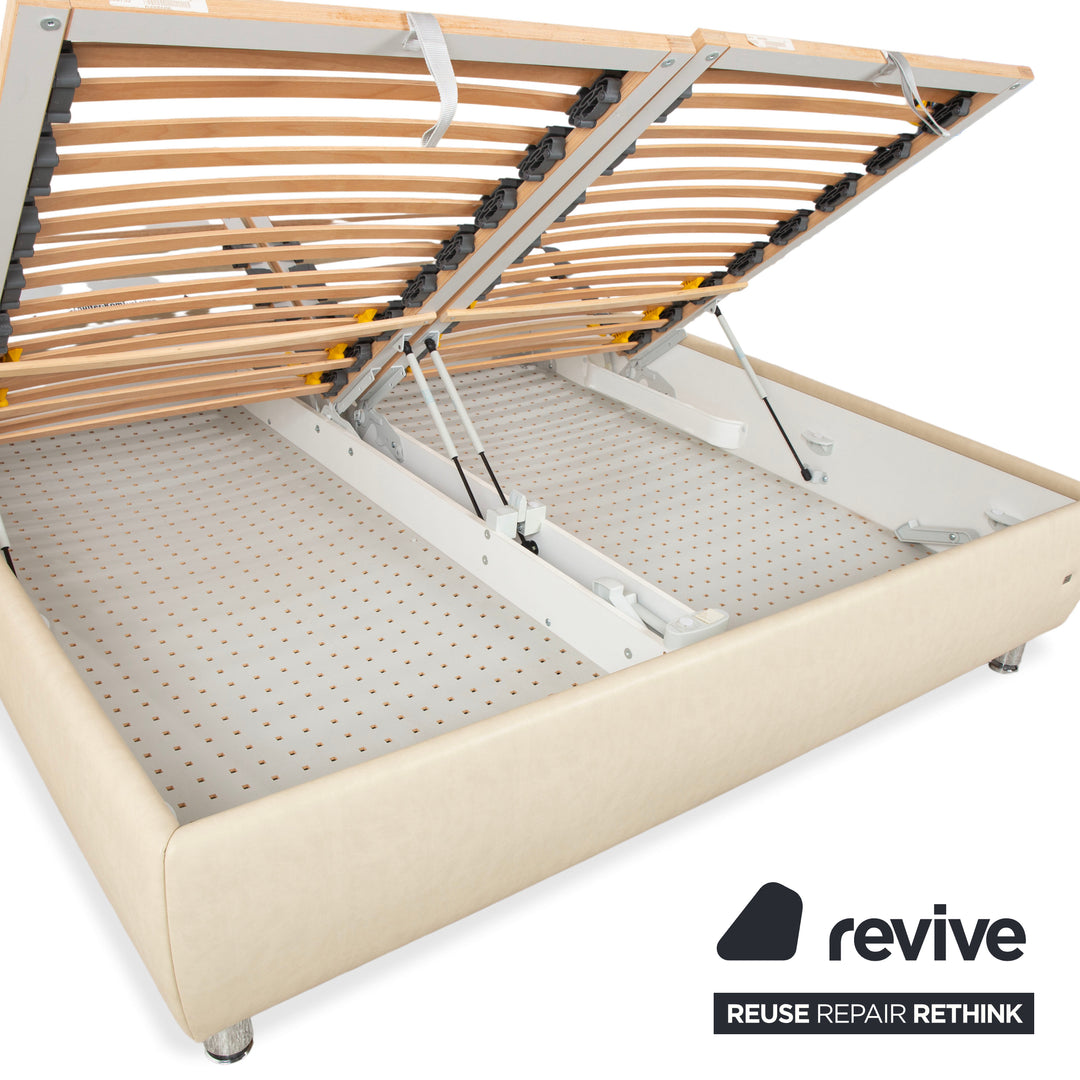 RUF loftline Kunstleder Bett Beige Creme 180 x 200 cm Bettkasten
