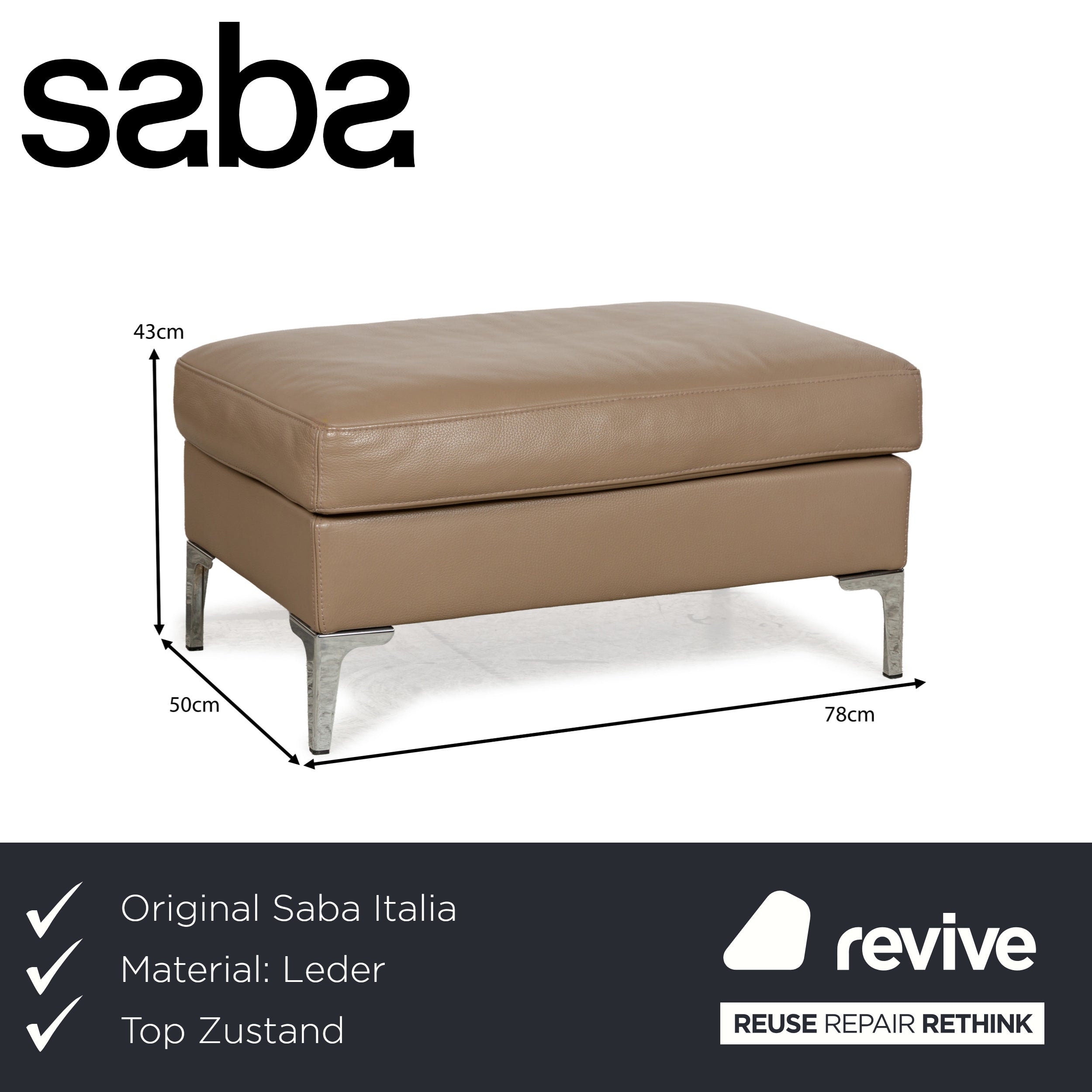 Saba Italia  Leder Hocker Braun Hellbraun Beige