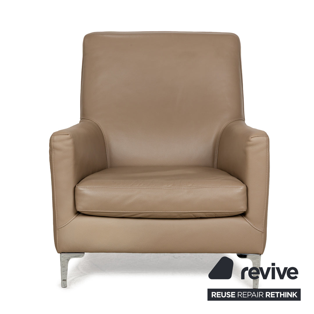 Saba Italia leather armchair brown light brown beige