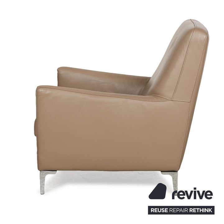 Saba Italia leather armchair brown light brown beige