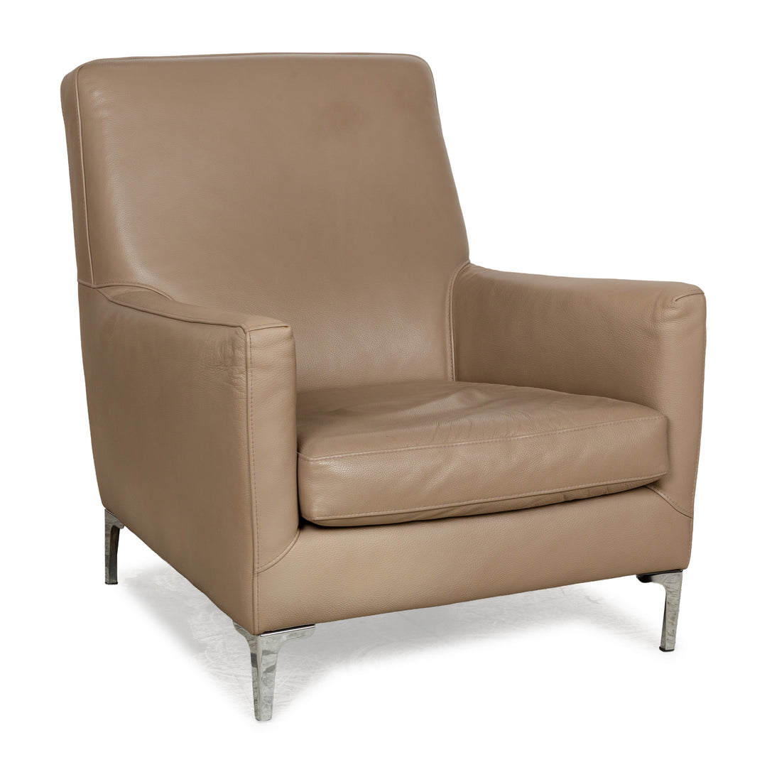 Saba Italia leather armchair brown light brown beige