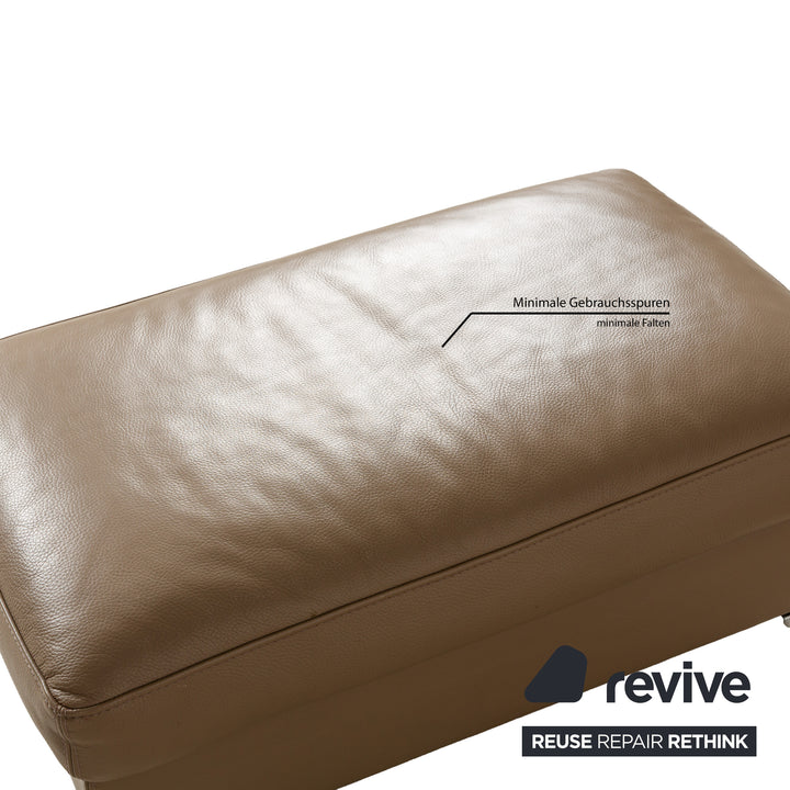 Ensemble de fauteuils en cuir Saba Italia marron clair beige tabouret