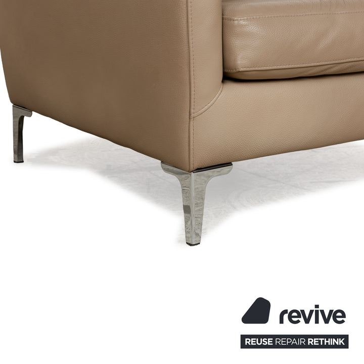 Saba Italia leather armchair set brown light brown beige stool