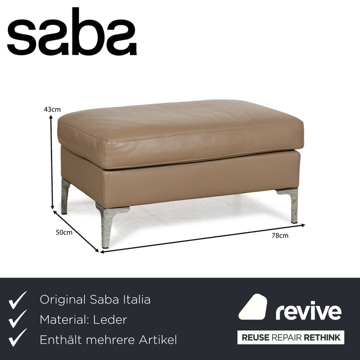 Saba Italia leather armchair set brown light brown beige stool