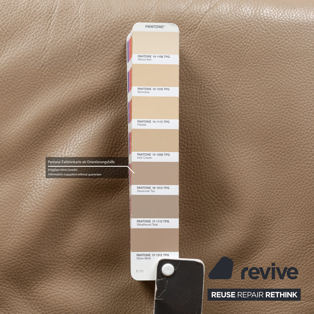 Saba Italia leather armchair set brown light brown beige stool