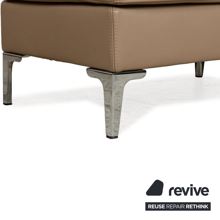 Ensemble de fauteuils en cuir Saba Italia marron clair beige tabouret