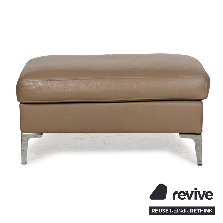 Ensemble de fauteuils en cuir Saba Italia marron clair beige tabouret