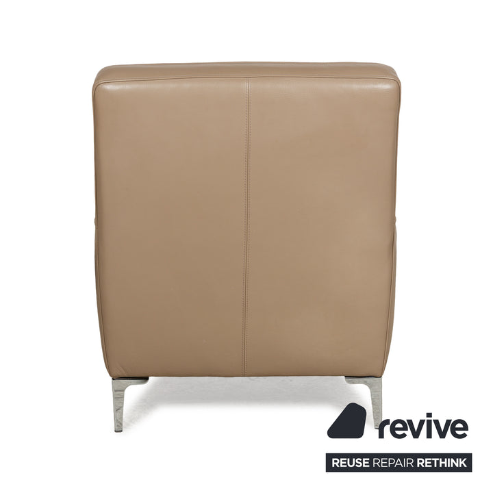 Saba Italia leather armchair set brown light brown beige stool