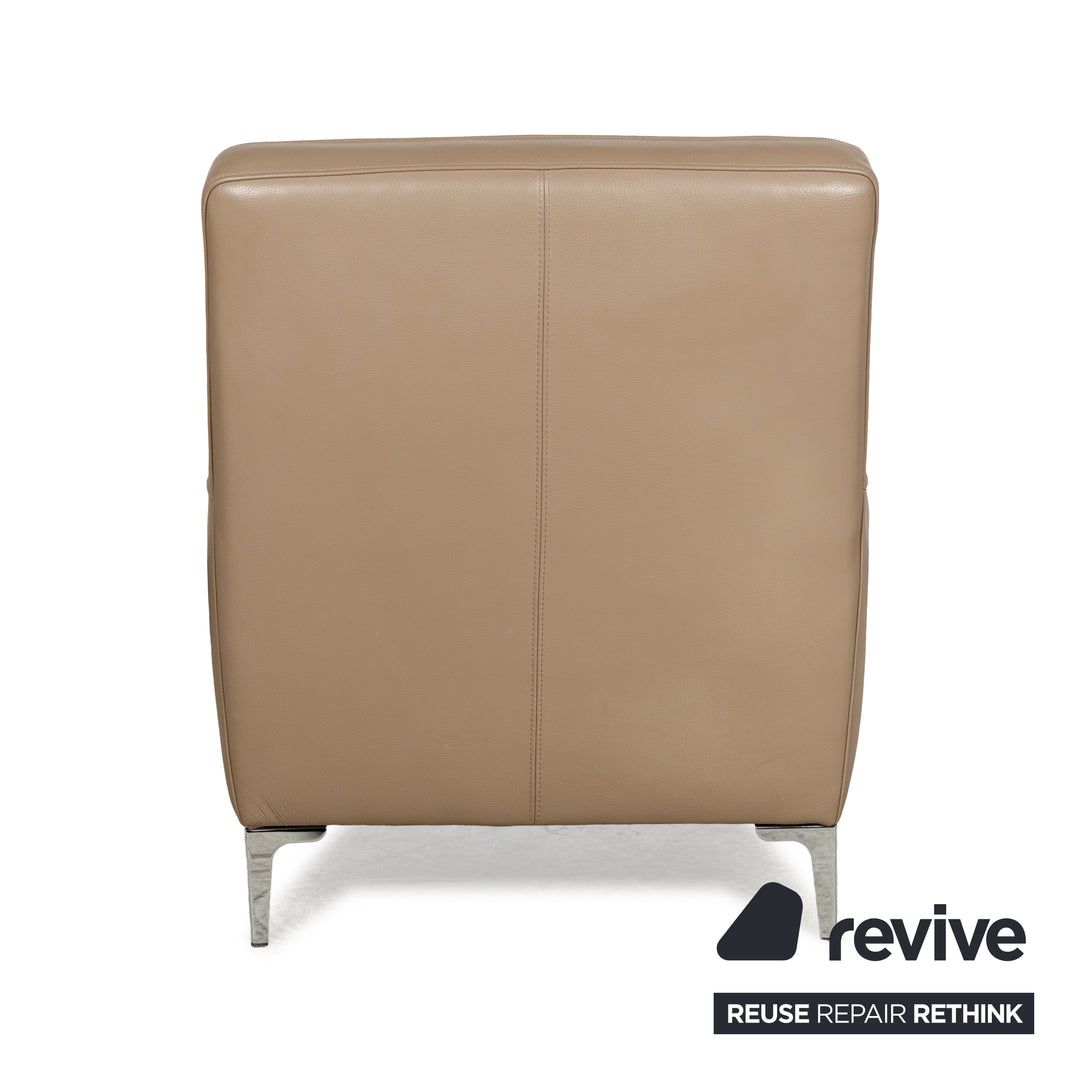 Ensemble de fauteuils en cuir Saba Italia marron clair beige tabouret