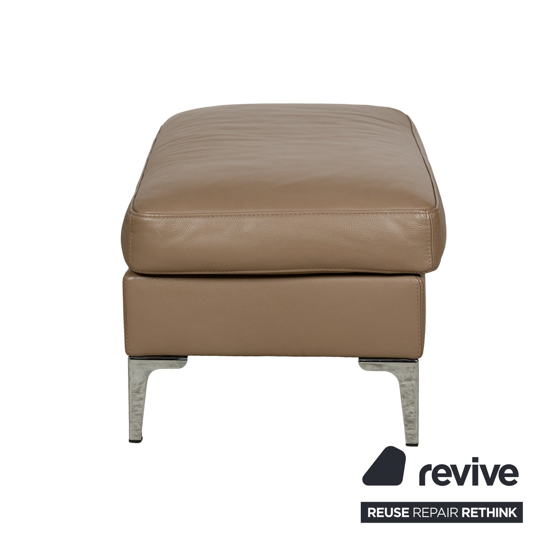 Ensemble de fauteuils en cuir Saba Italia marron clair beige tabouret