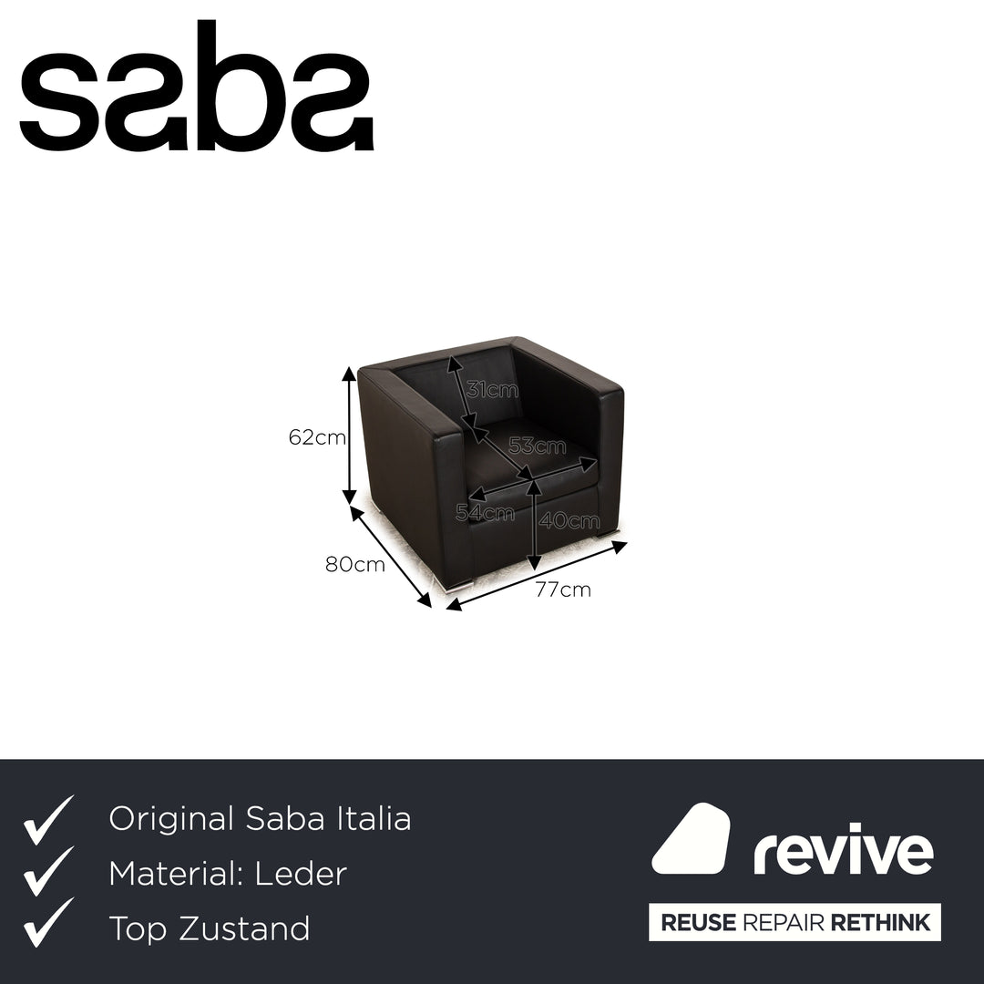 Saba Italia Leather Armchair Black