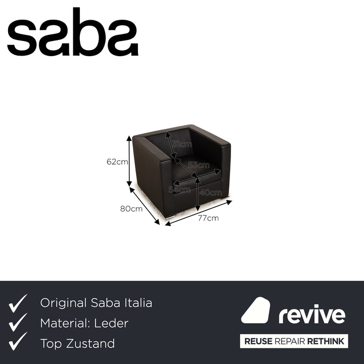 Saba Italia Leather Armchair Black