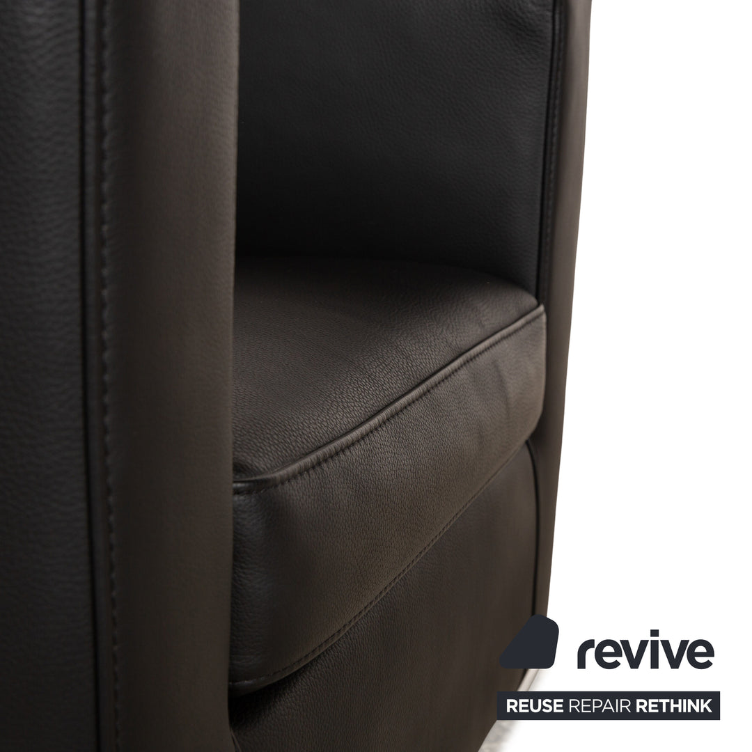 Saba Italia Leather Armchair Black
