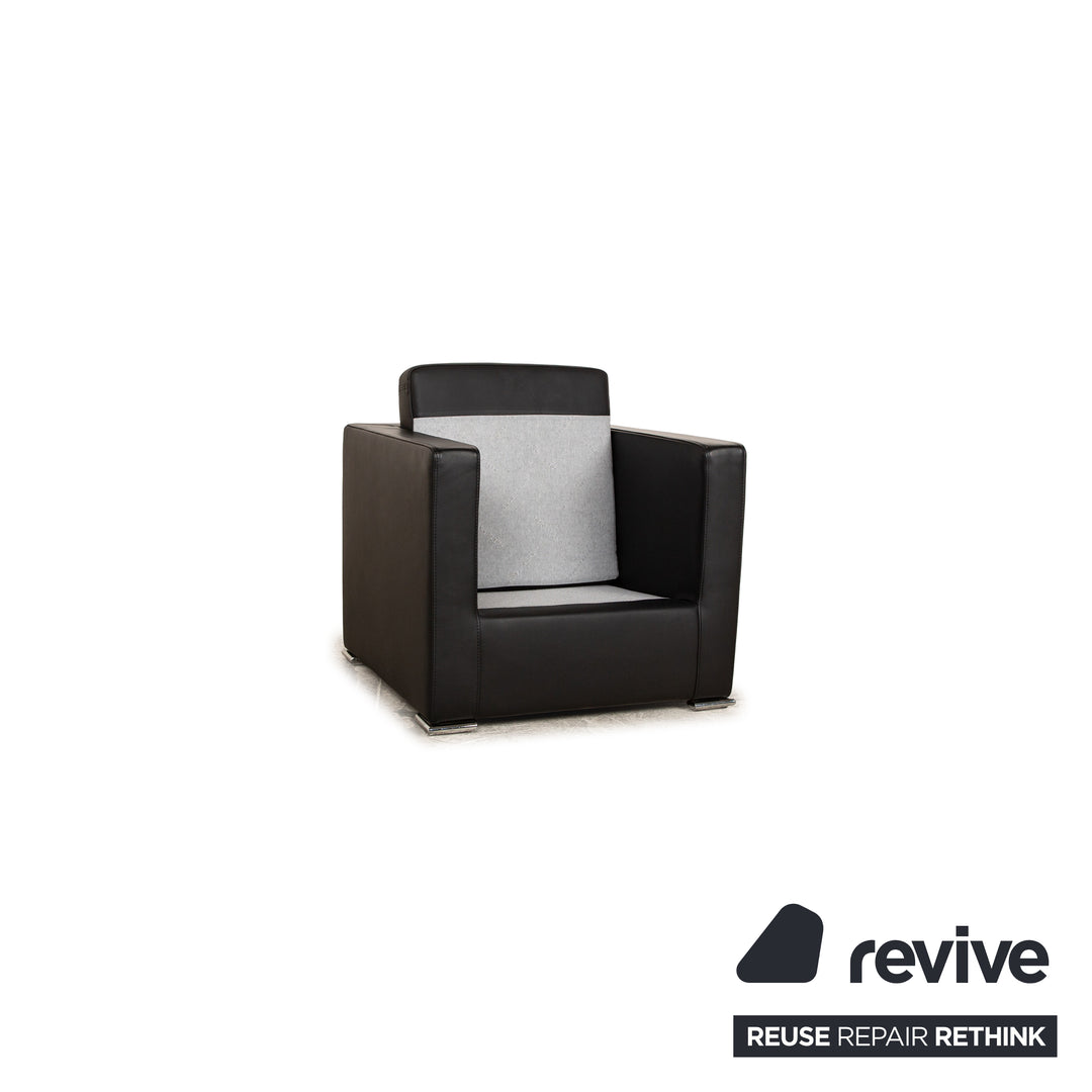 Saba Italia Leather Armchair Black