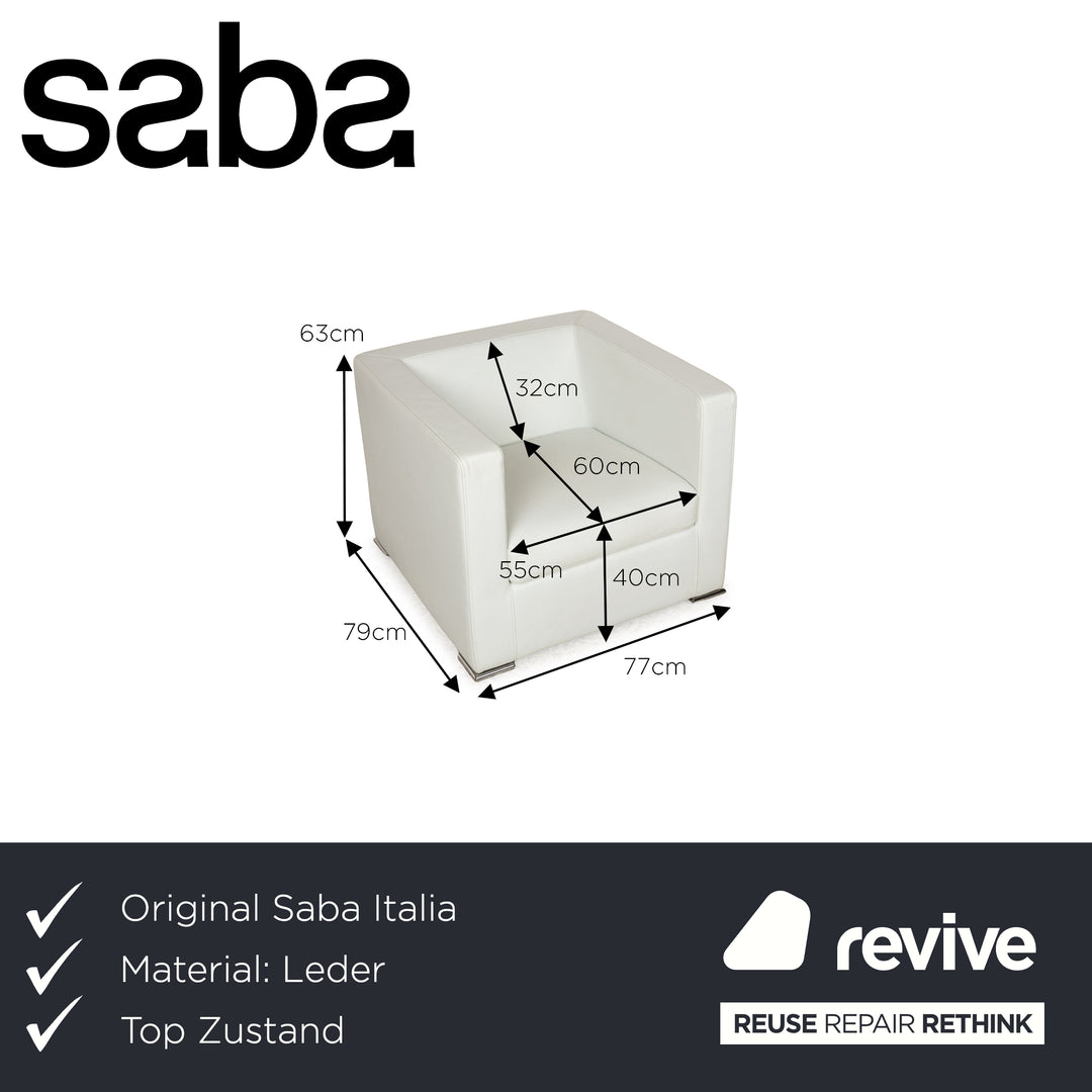 Saba Italia Leather Armchair White