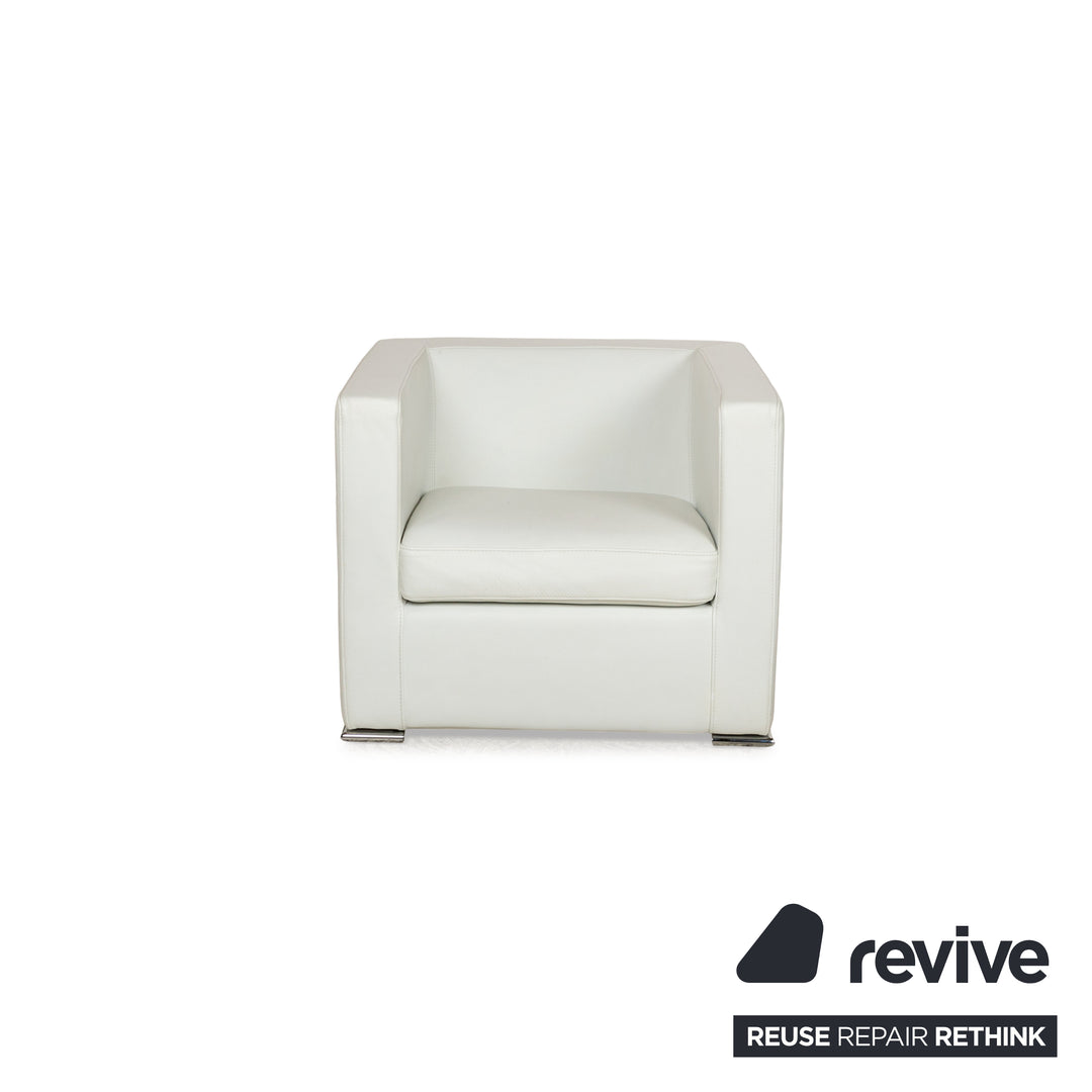 Saba Italia Leather Armchair White