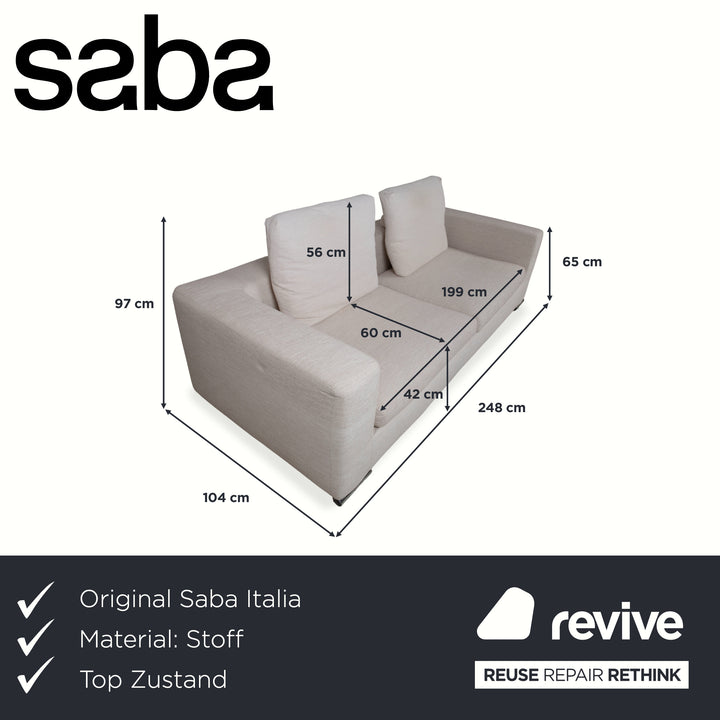 Sabe Italia Stoff Dreisitzer Creme Sofa Couch