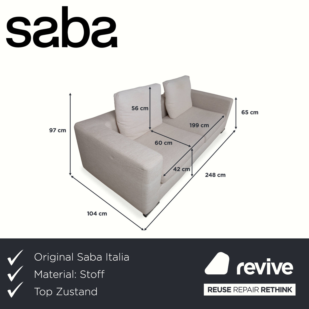 Sabe Italia fabric three-seater cream sofa couch