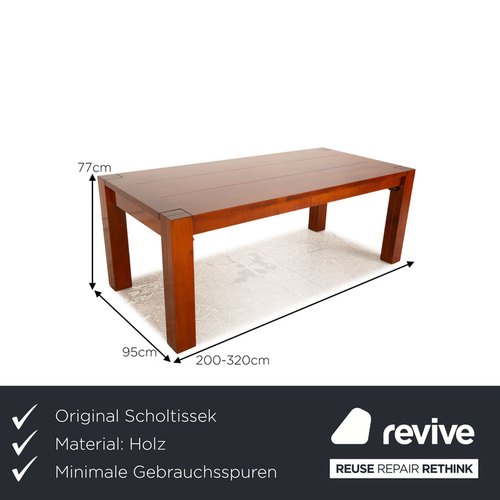 Scholtissek wooden dining table cherry brown extendable function 200/320 x 77 x 95cm