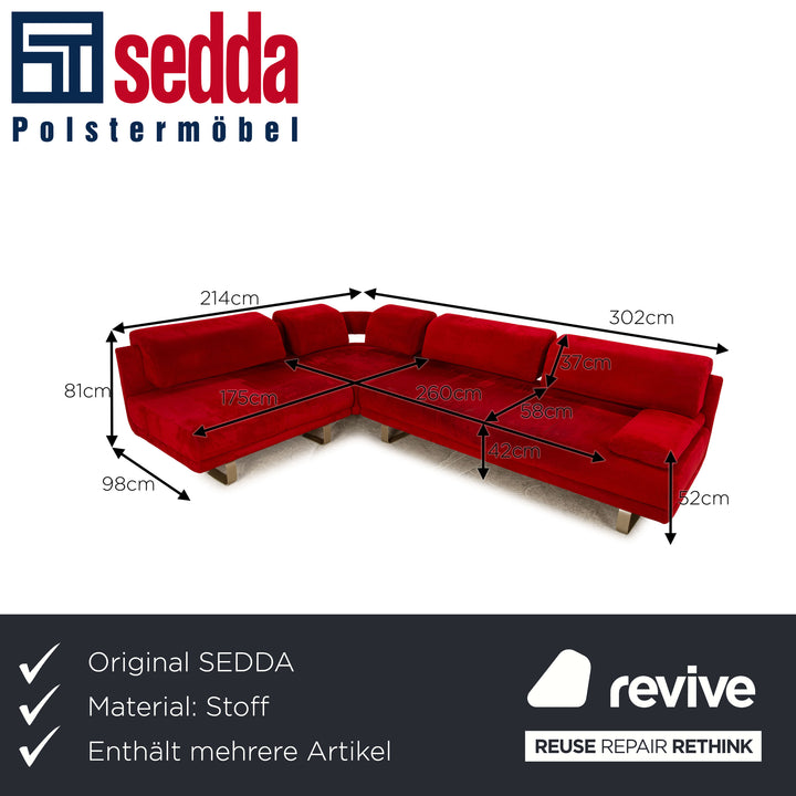 SEDDA Vista fabric sofa set red corner sofa stool manual function