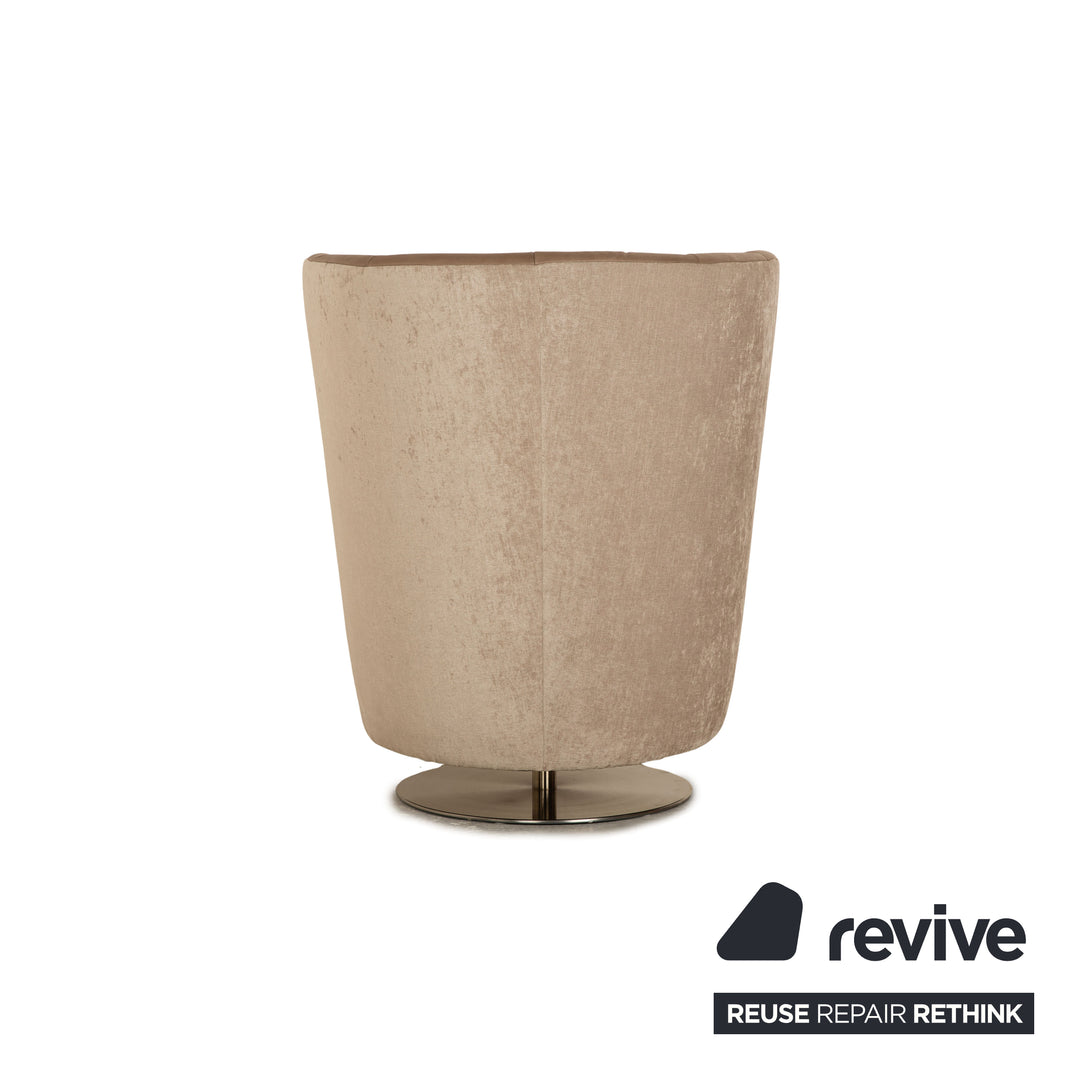 Signet Matheo leather armchair aniline brown taupe including stool