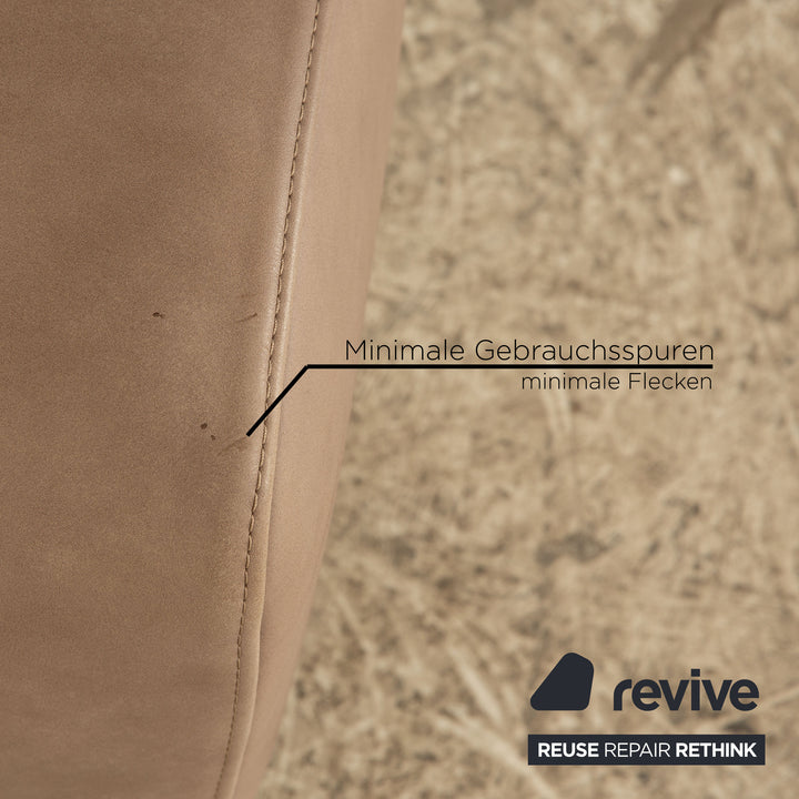 Signet Matheo leather armchair aniline brown taupe including stool