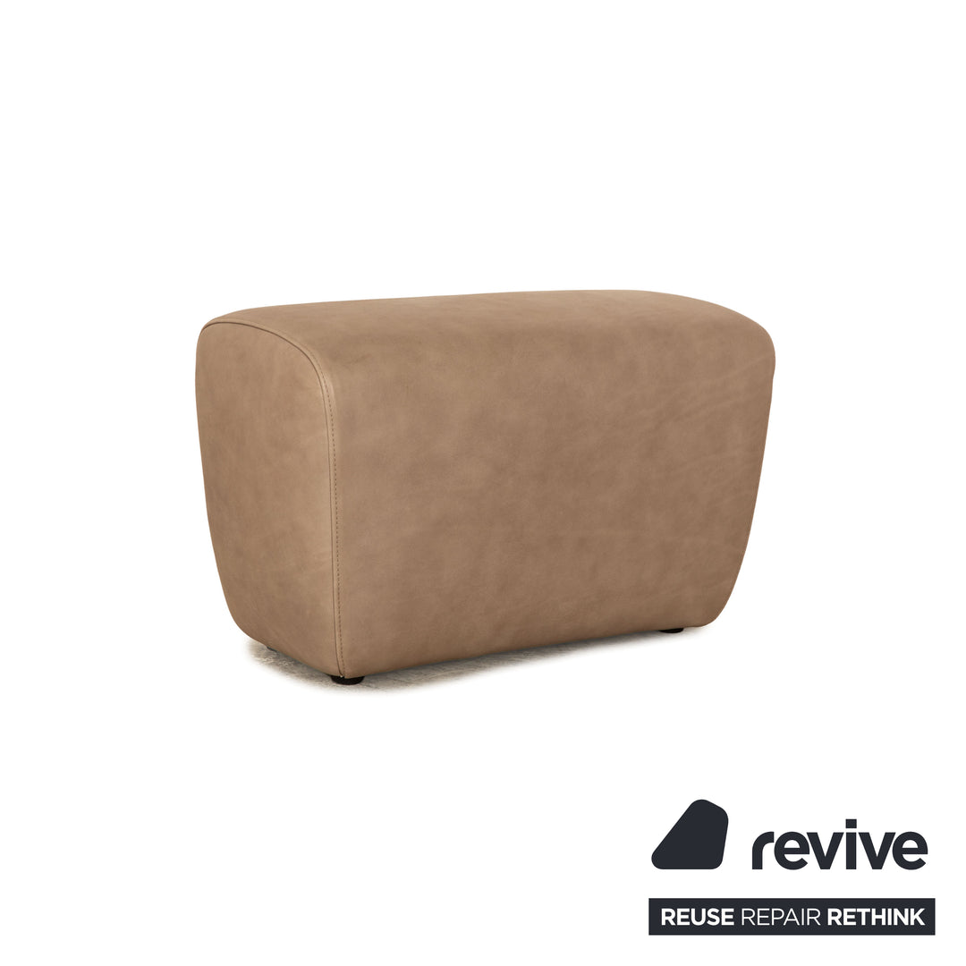 Signet Matheo leather armchair aniline brown taupe including stool