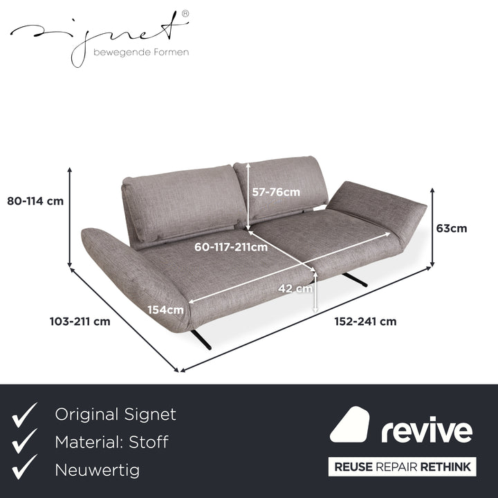 Signet Messina Stoff Zweisitzer Grau manuelle Funktion Sofa Couch Schlaffunktion