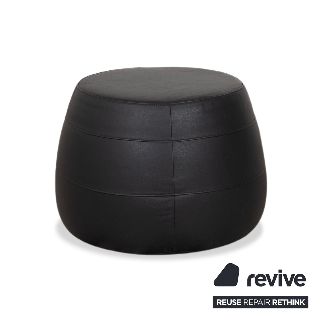 Signet Middle Bob Leder Hocker Braun Grau Pouff