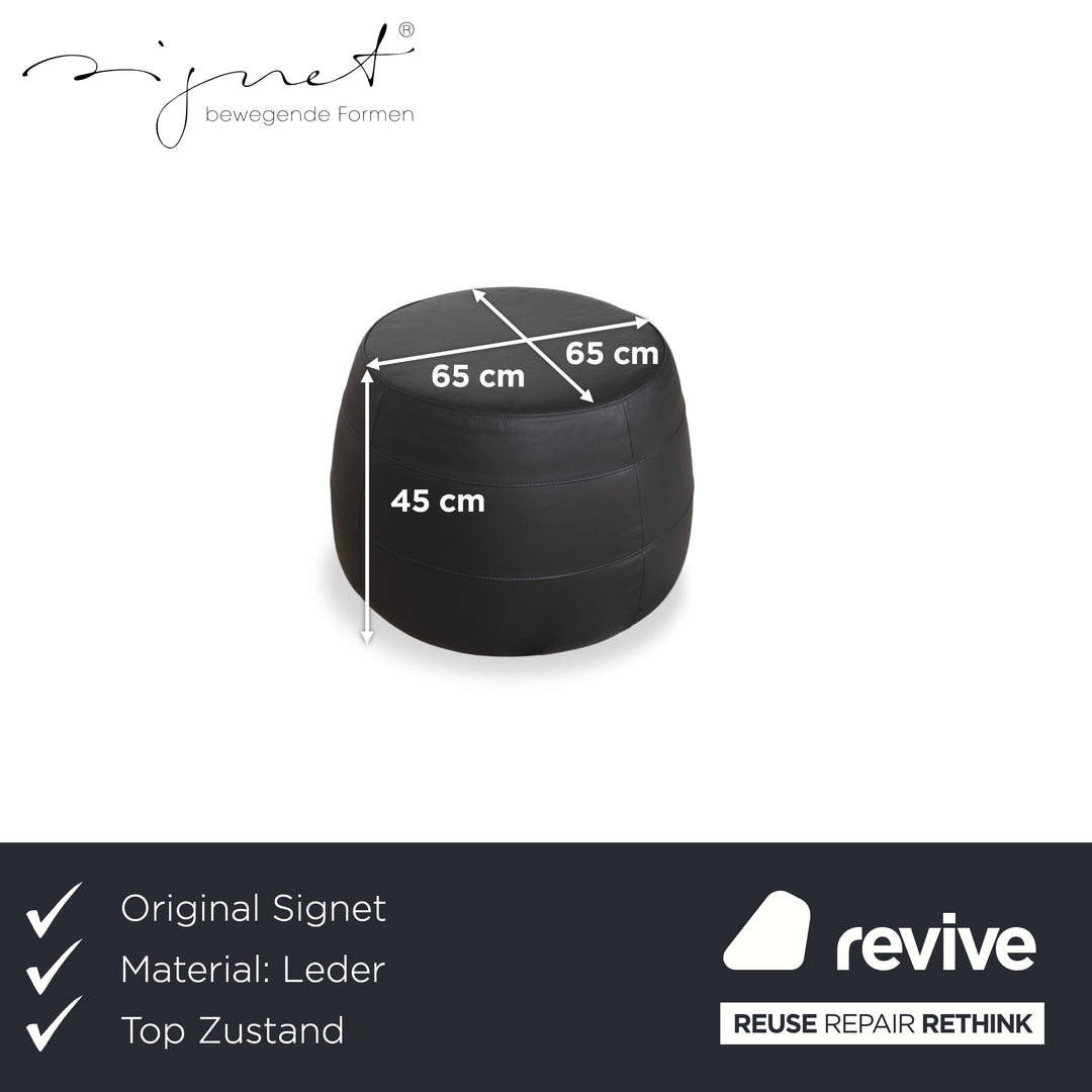 Signet Middle Bob Leder Hocker Braun Grau Pouff