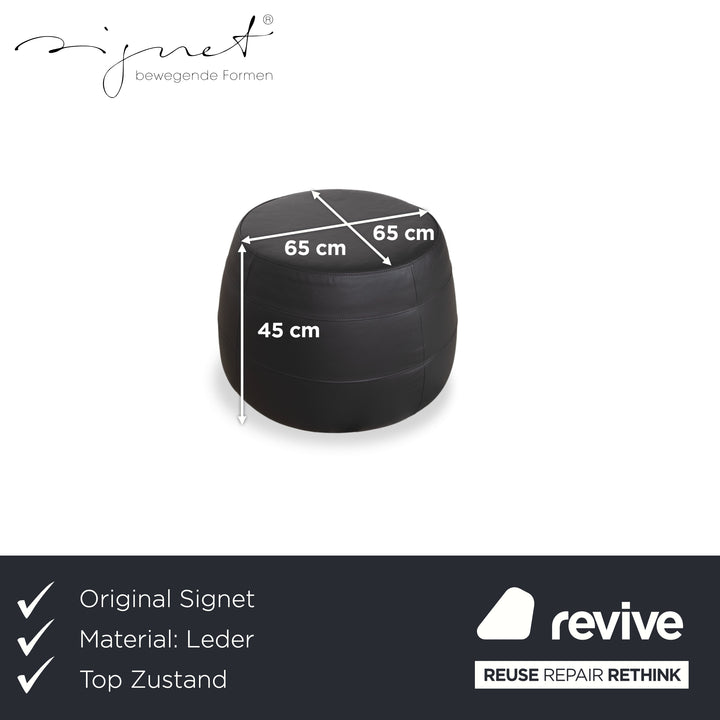 Signet Middle Bob Leder Hocker Braun Grau Pouff