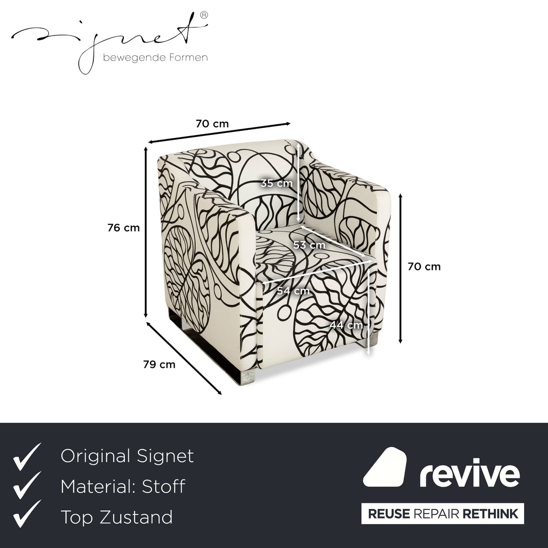 Signet fabric armchair white black pattern