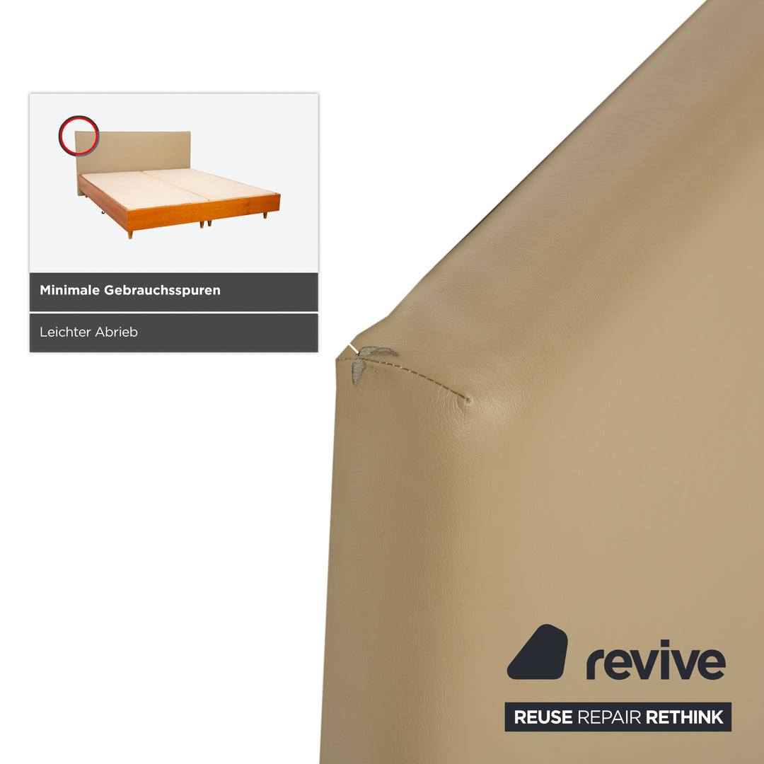 Lit à sommier Simmons 180x200cm Beige Gris Marron Tête de lit Cadre en bois