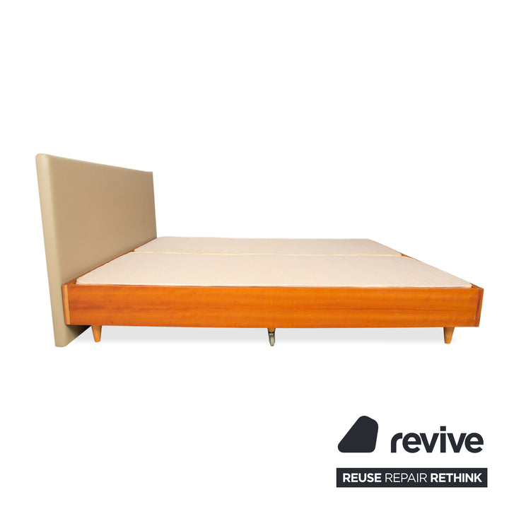 Lit à sommier Simmons 180x200cm Beige Gris Marron Tête de lit Cadre en bois