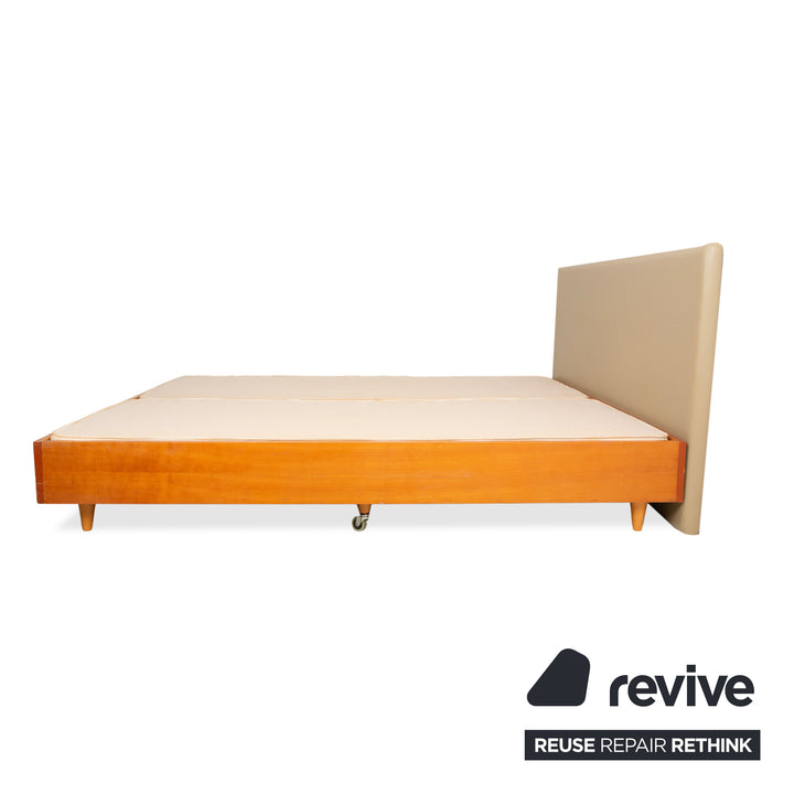 Lit à sommier Simmons 180x200cm Beige Gris Marron Tête de lit Cadre en bois