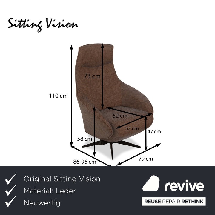 Sitting Vision MV 248 Fabric Armchair Beige Brown incl. Stool Rocking Function