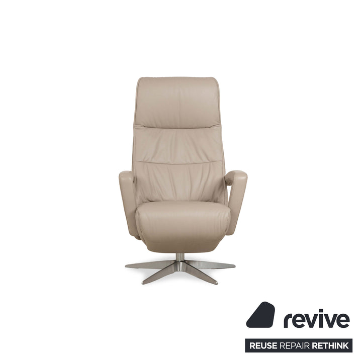 Sitting Vision TW 043 Leather Armchair Cream Taupe Manual Function Battery