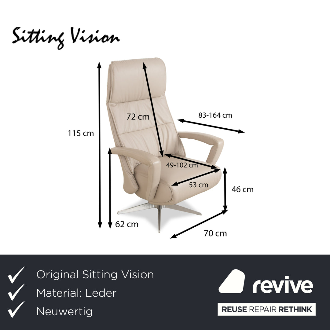 Sitting Vision TW 043 Leather Armchair Cream Taupe Manual Function Battery