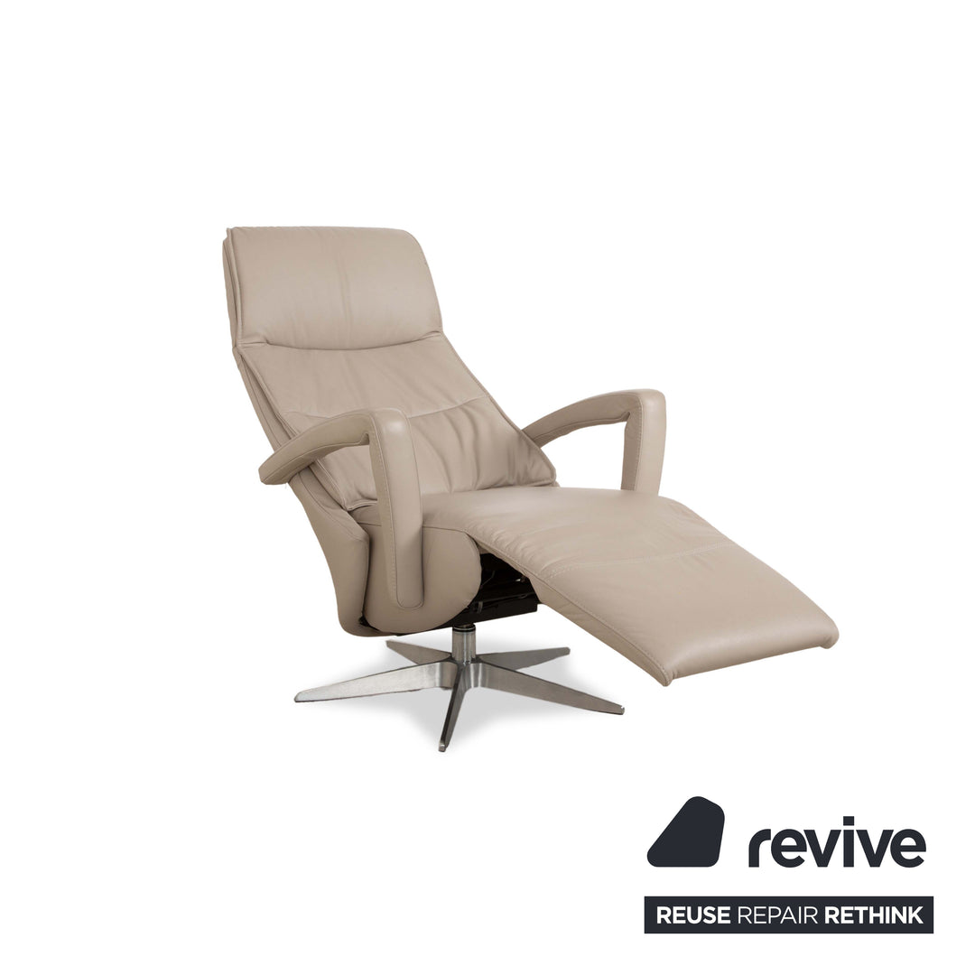 Sitting Vision TW 043 Leather Armchair Cream Taupe Manual Function Battery