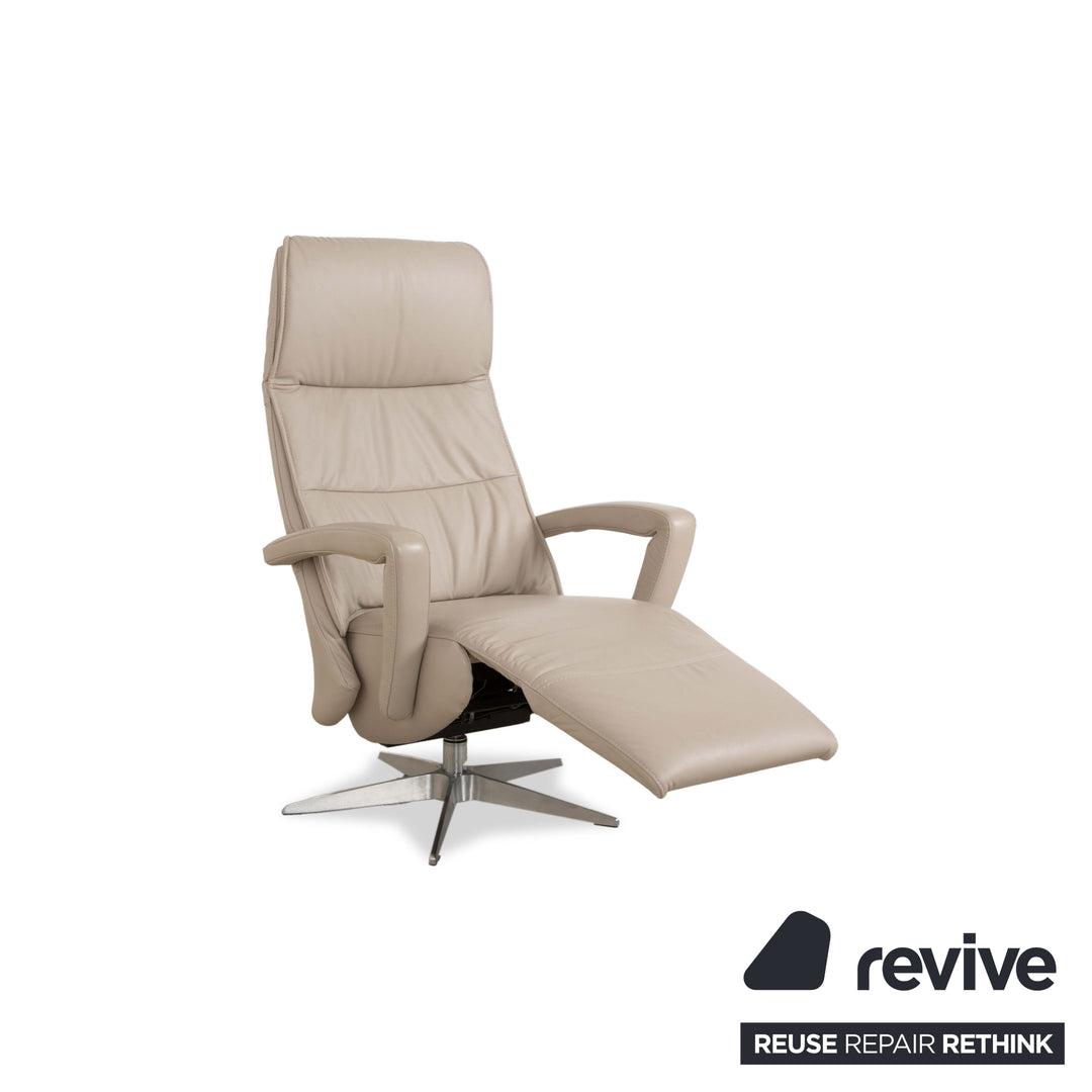 Sitting Vision TW 043 Leather Armchair Cream Taupe Manual Function Battery