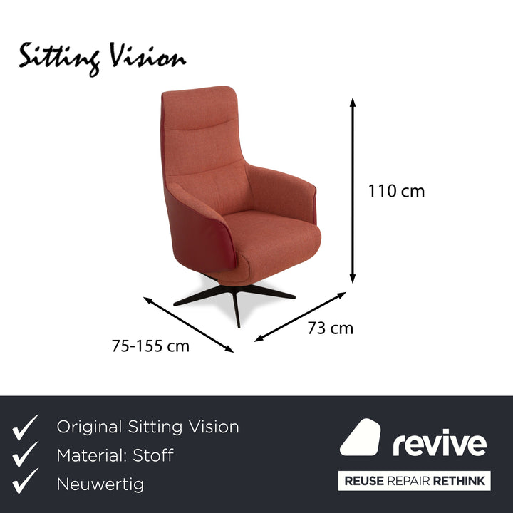 Sitting Vision TW 043 fauteuil relax en tissu cuir rouge orange électr. Fonction batterie